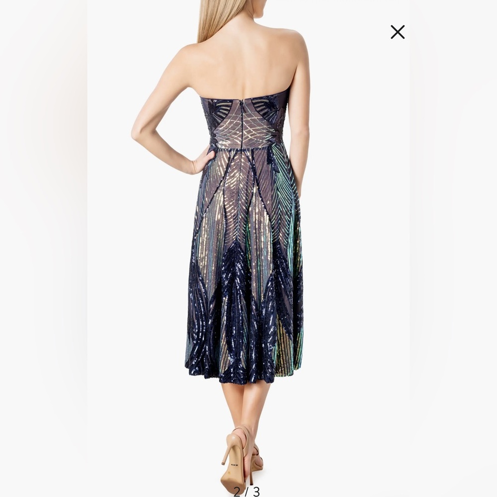 Dress the Population (Navy Multi) Strapless Elegant Navy Sequin Dress - Picture 3 of 9